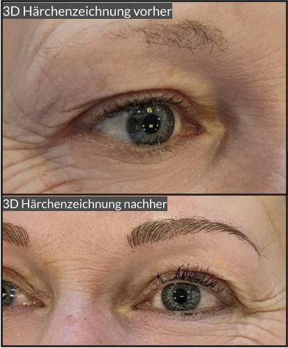 3D Härchenzeichnung vorher 3D Härchenzeichnung nachher